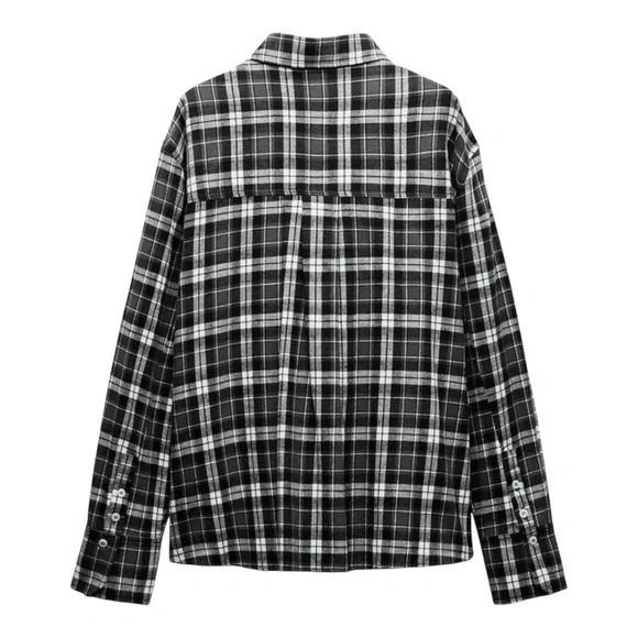 🖤 ZARA Plaid Flannel Shirt | Size L | New - Picture 2 of 8